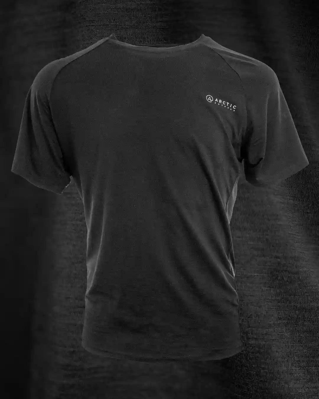 Produktbillede af sort merinould t-shirt